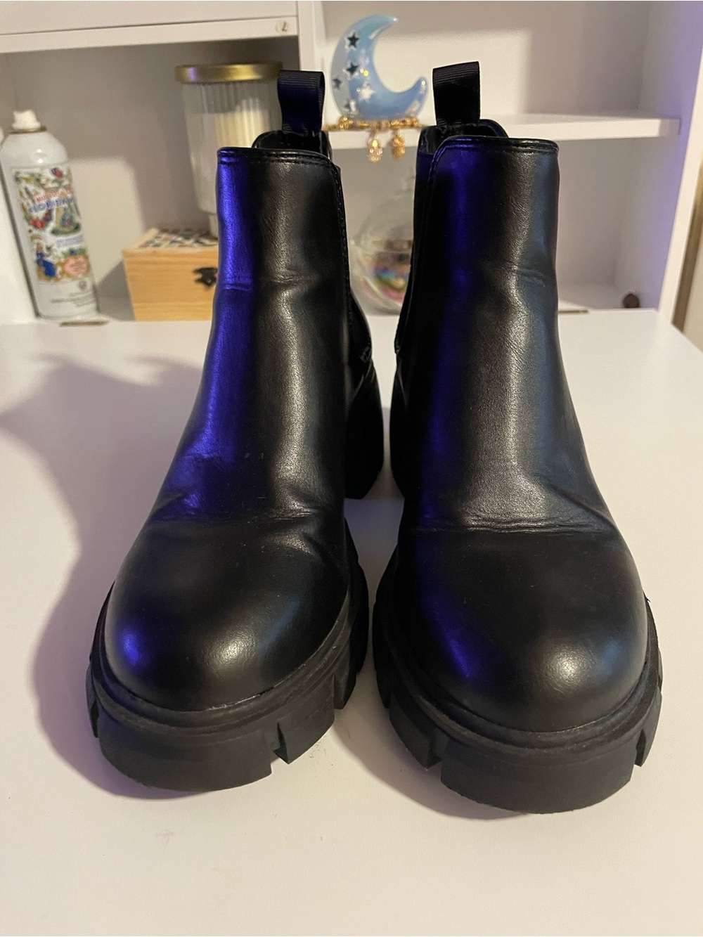 Steve Madden Black Lug-Sole Chelsea Booties
